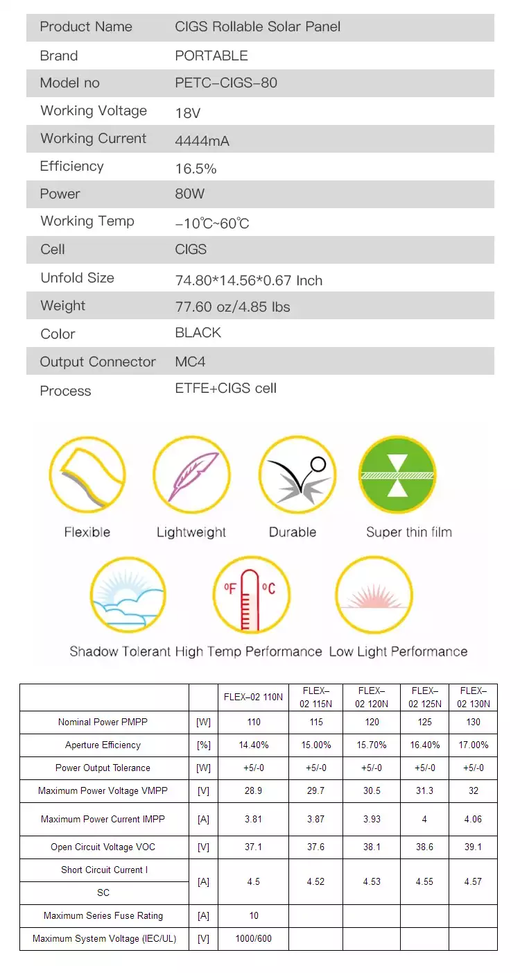 cigs flexible solar panel 16